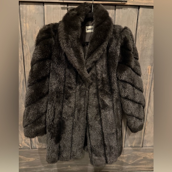Donnybrook Jackets & Blazers - Donnybrook black faux fur coat jacket women vintage